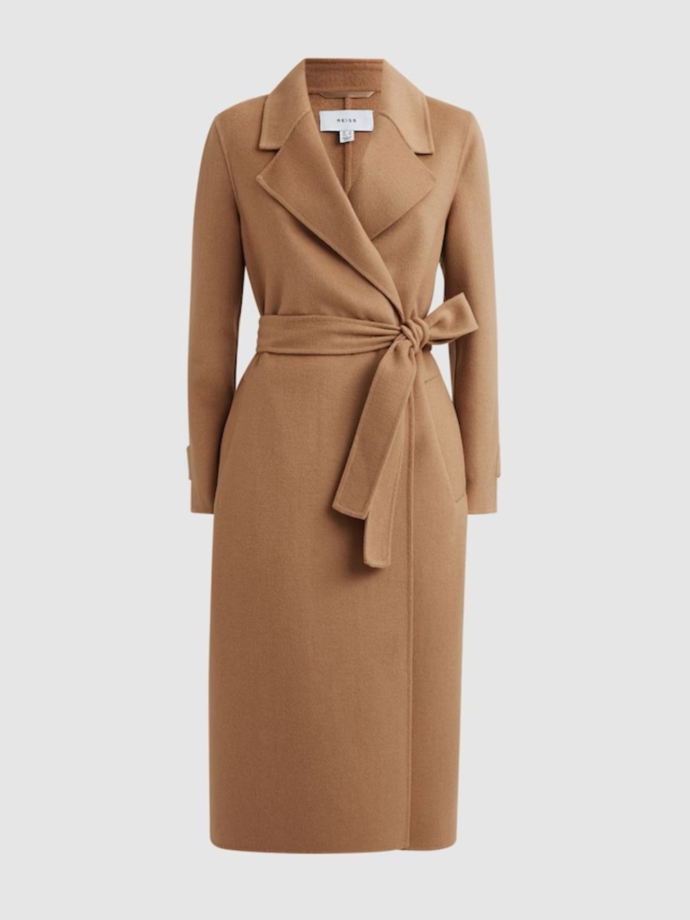 REISS Emile Belted Wool Coat, Camel, Size 0, NWT